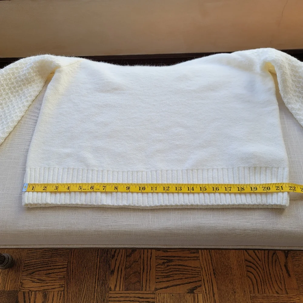 New! J.Crew XXL XX-Large Ivory White Honeycomb Balloon-Sleeve Sweater Top NWT